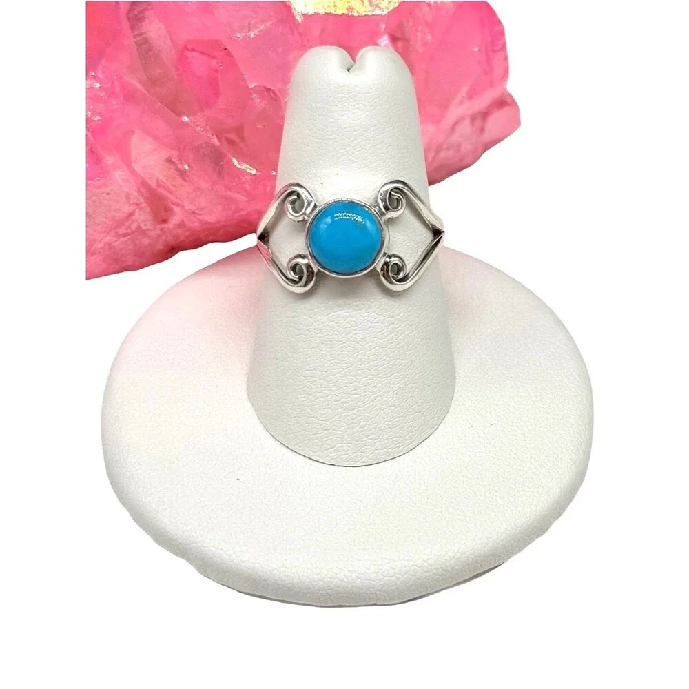 Sleeping Beauty Turquoise Ring Size 7.5 Solid 925 Sterling Silver